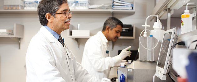 Dr. Nair in his diabetes lab at Mayo Clinic.